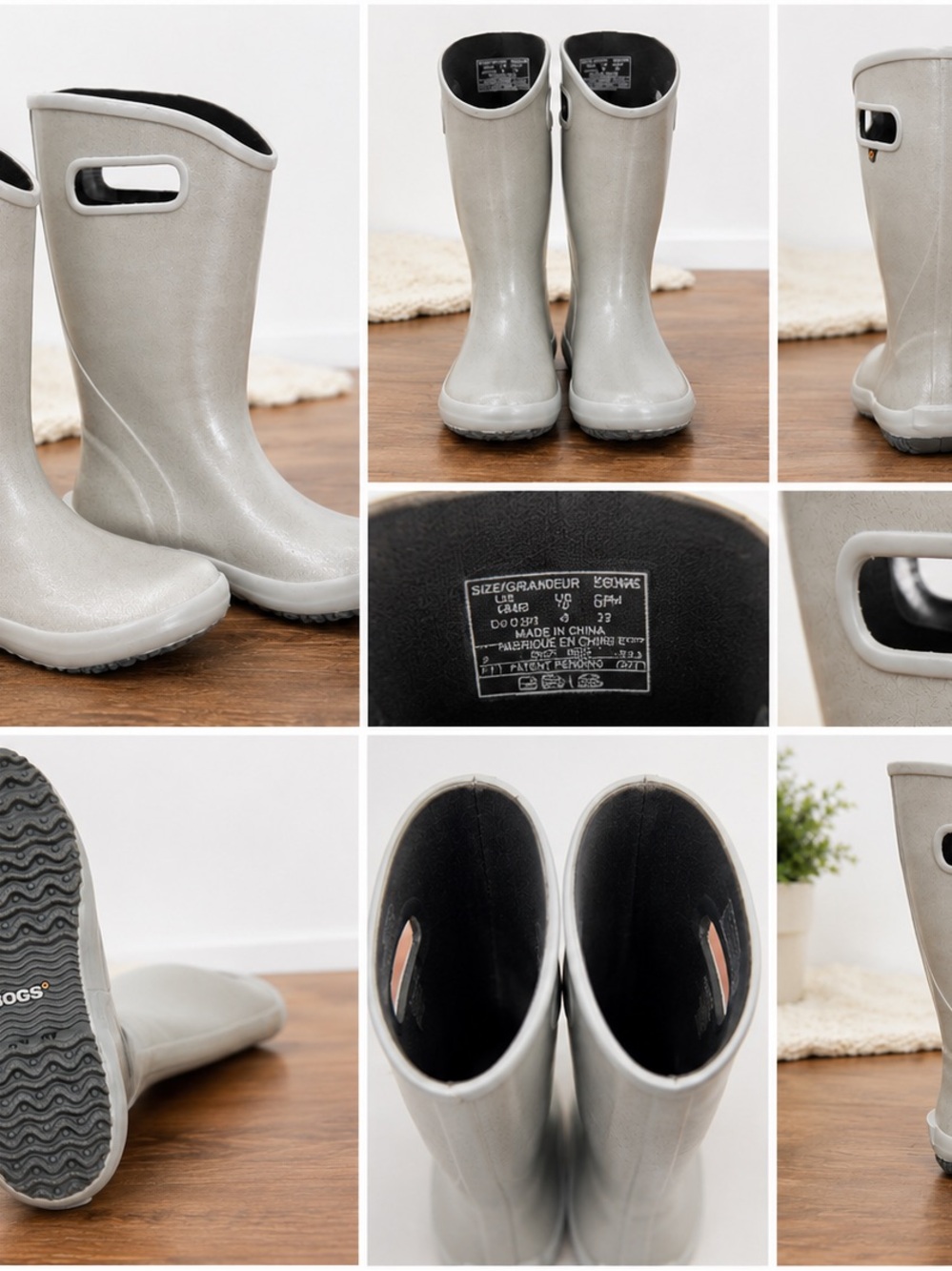 Bogs Women's Light Gray Waterproof Rain Boots